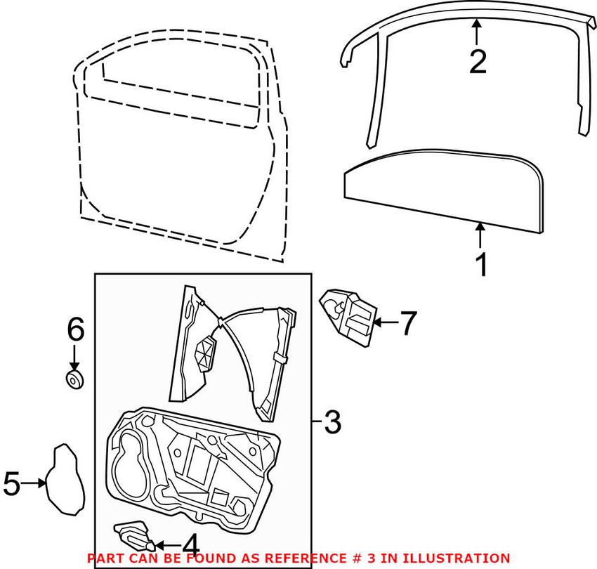 VW Window Regulator - Front Driver Side 3C1837461L