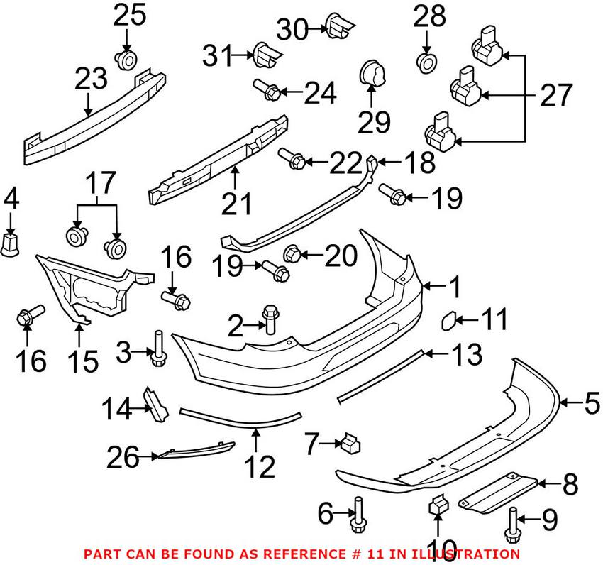 VW Tow Hook Cover - Rear Passenger Side (Un-painted) 3C8807441GRU