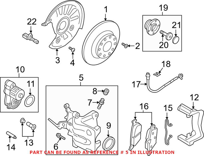 VW Disc Brake Caliper - Rear Driver Side 3Q0615423