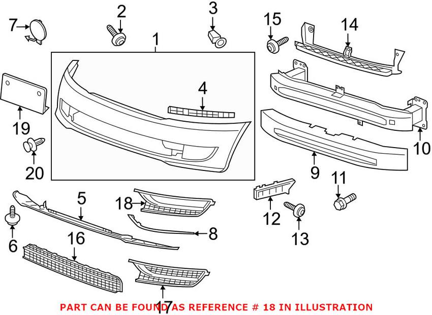 Volkswagen Grille - Front Driver Side (With Fog Lamps) 561853665A9B9