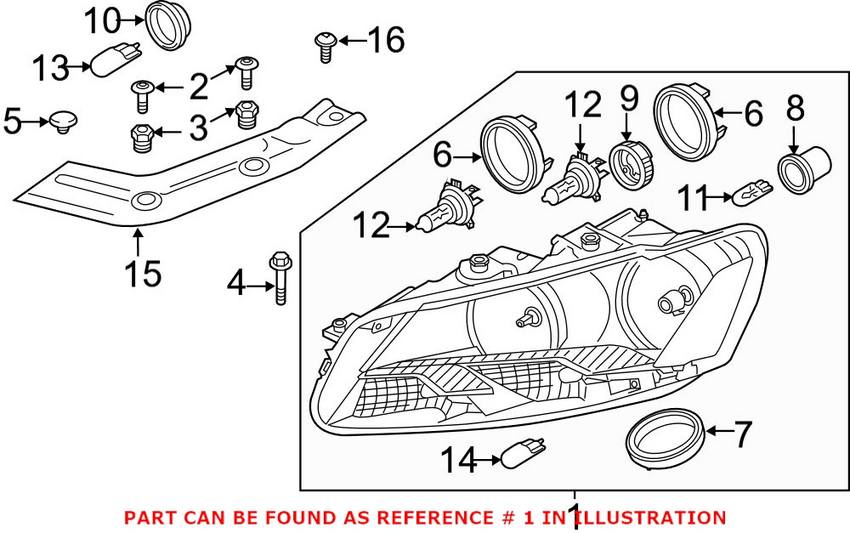 VW Headlight Assembly - Passenger Side (Halogen) 561941006D