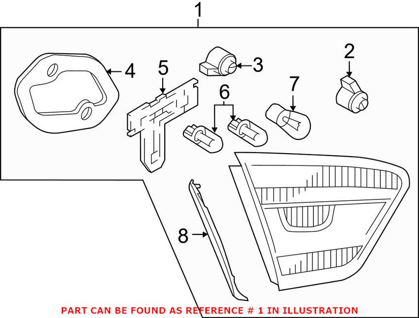 VW Tail Light Assembly - Driver Side Inner 561945093C