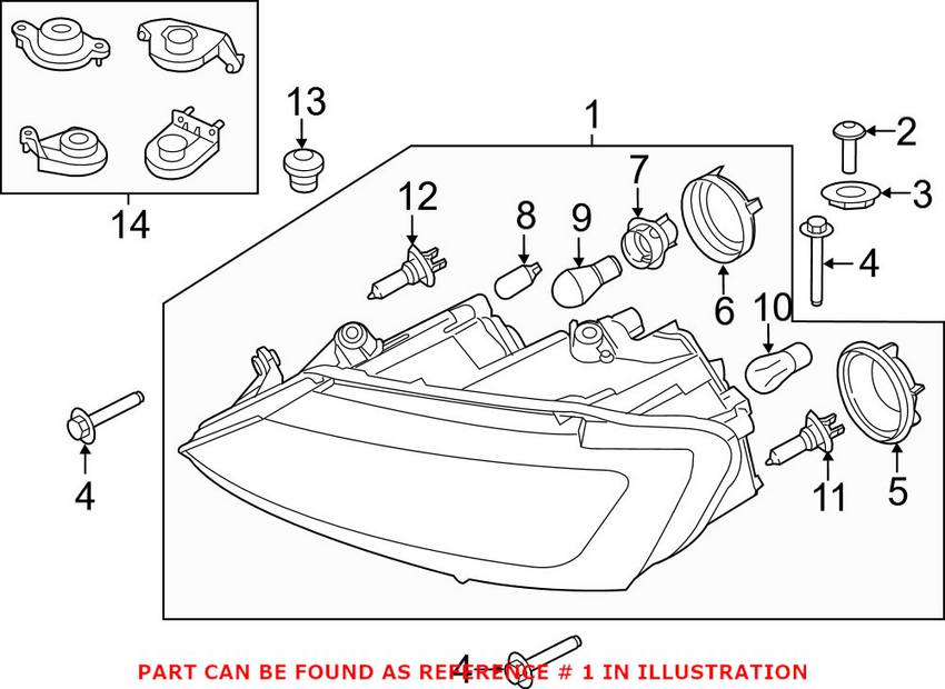 VW Headlight Assembly - Driver Side (Halogen) 5C7941005