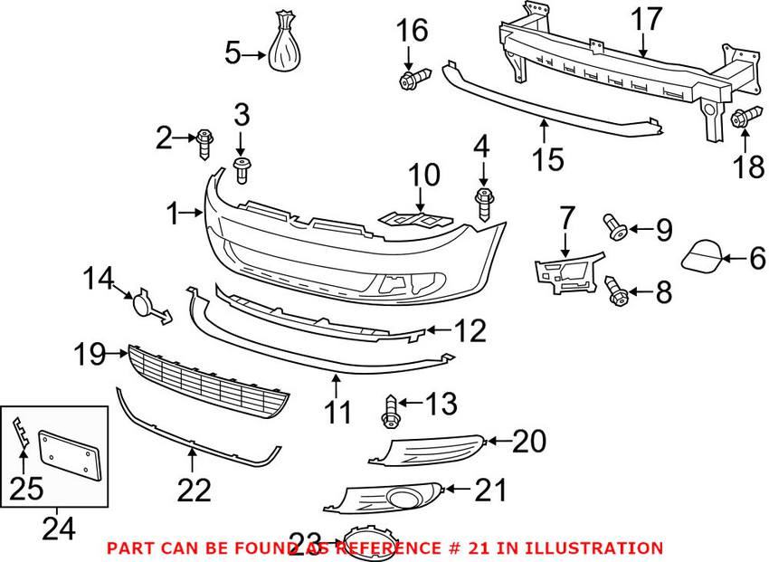 Volkswagen Grille - Front Driver Side (Lower) (With Fog Lamps) 5K08536659B9