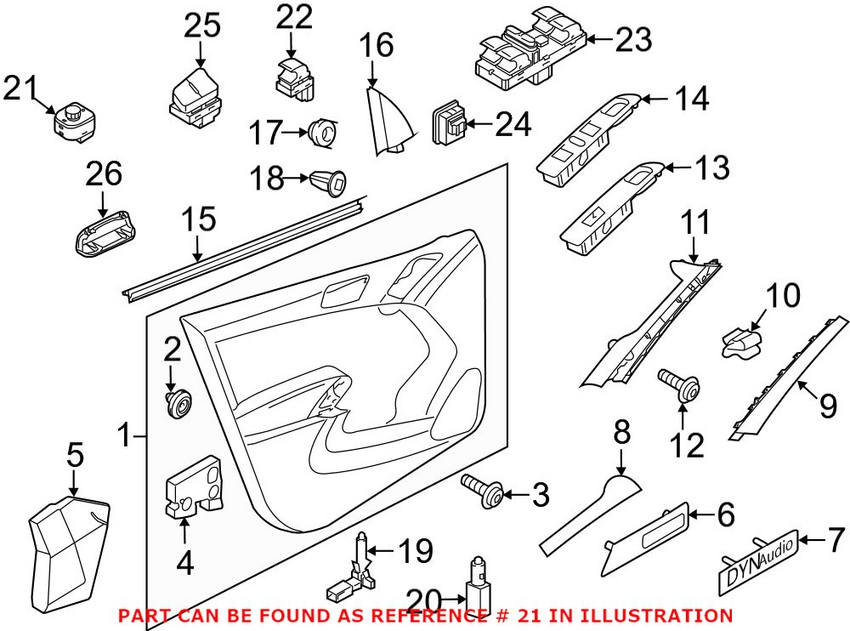 VW Door Mirror Switch 5K0959565  XSH - Genuine VW/Audi