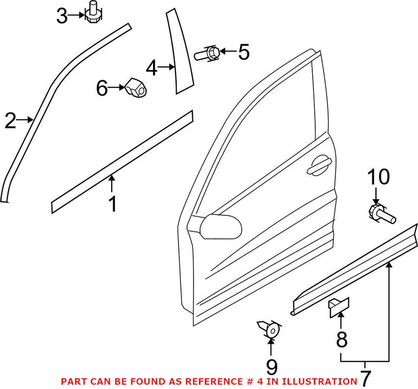 VW Door Applique - Front Passenger Side 5N0837902B041