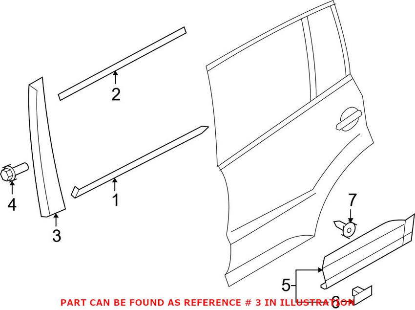 VW Door Applique - Rear Driver Side 5N0839901A03C