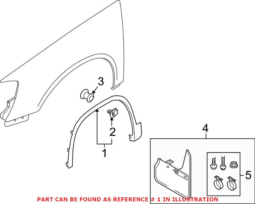 VW Fender Well Trim - Front Passenger Side (Satin Black) 5N0854732B9B9