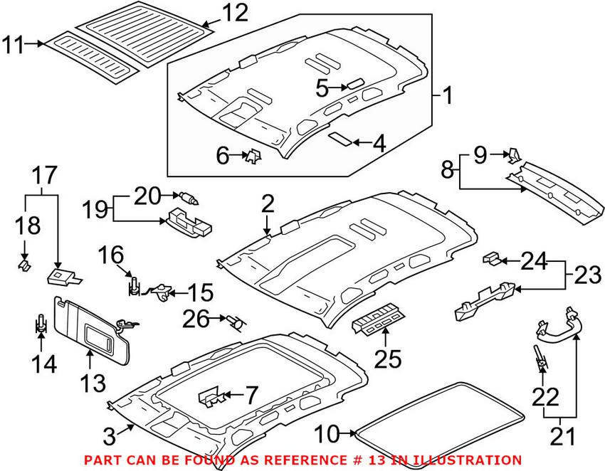 VW Sun Visor - Passenger Side 5N0857552K4T6