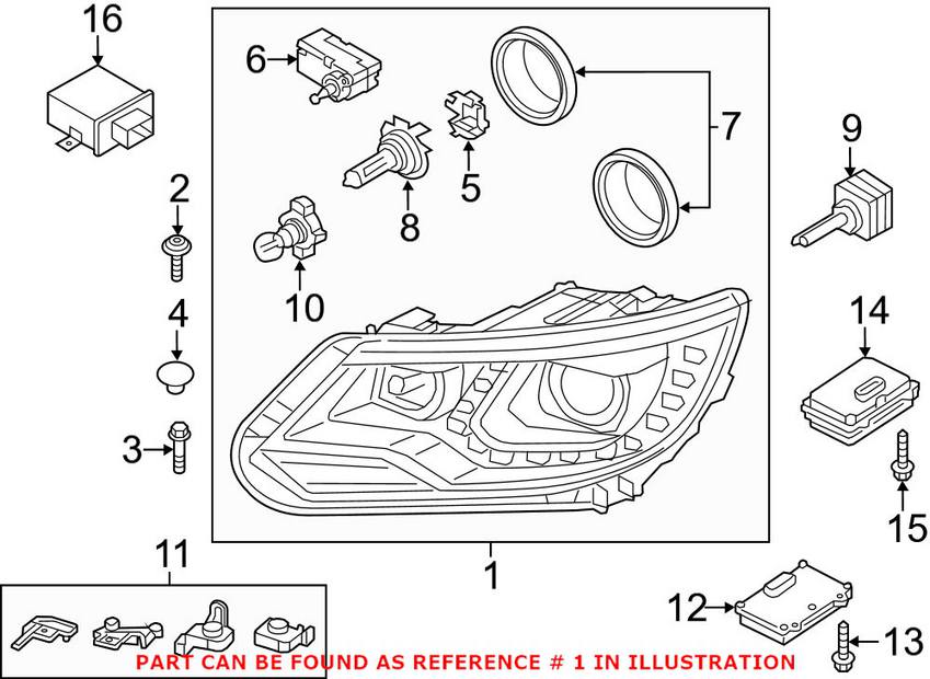 VW Headlight Assembly - Driver Side (Xenon) 5N0941753B