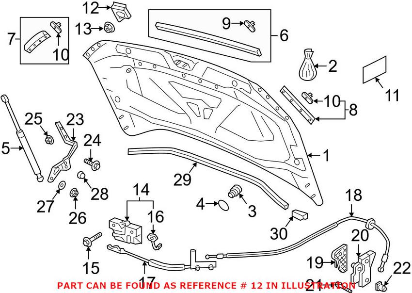 VW Hood Safety Catch - Front 5NA823186C