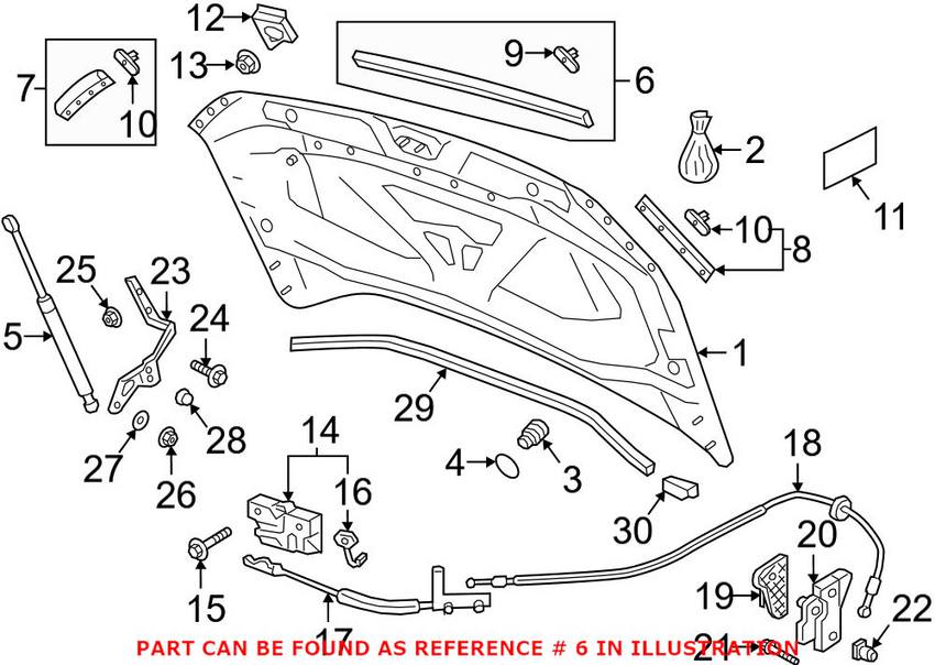 VW Hood Seal - Front Center 5NA823707