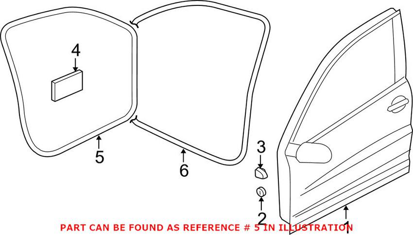 VW Door Seal - Front Passenger Side Outer 5NN8377025AP