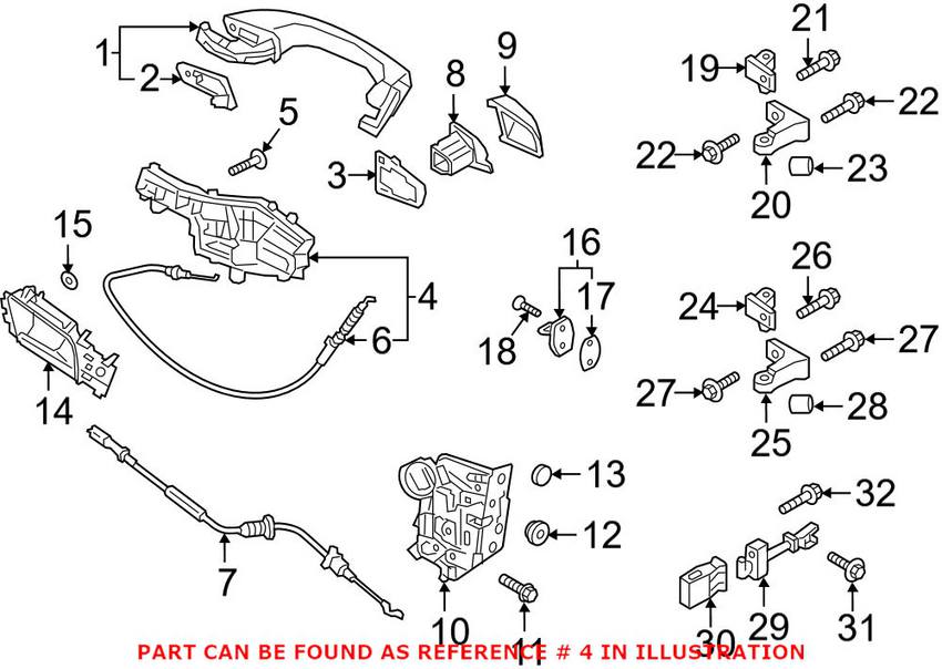 VW Exterior Door Handle Base - Rear Driver Side