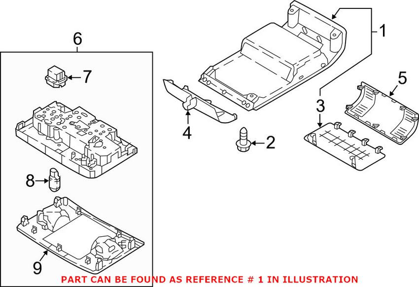 Volkswagen Overhead Console (Without Sunroof) (Gray) 5NN868837RM5