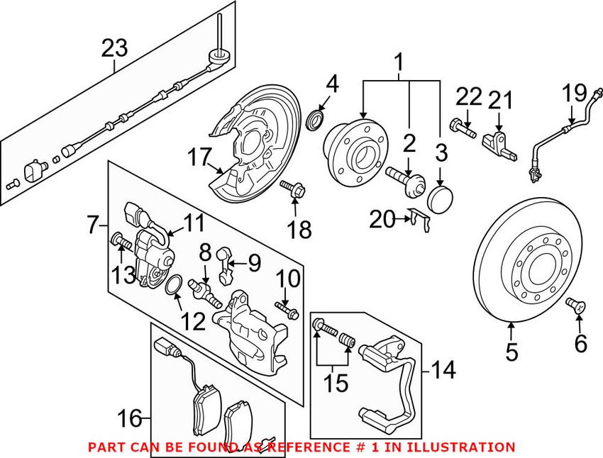 VW Wheel Bearing and Hub Assembly - Rear 5QF598611