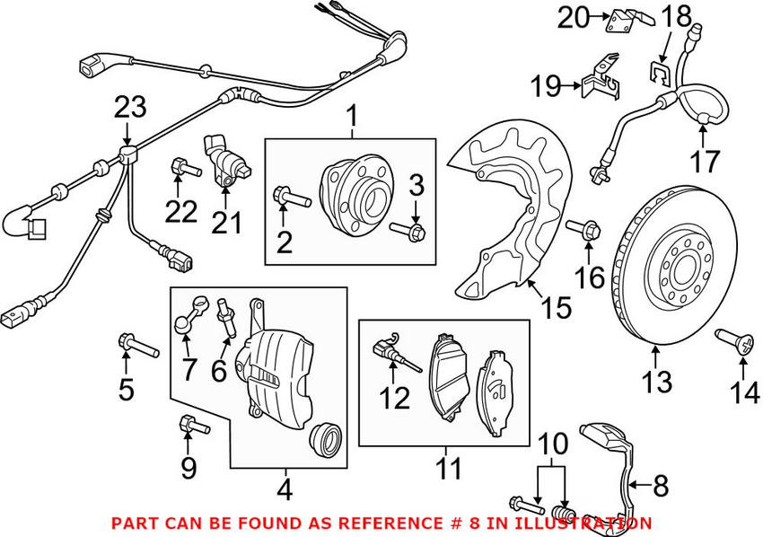 VW Disc Brake Caliper Bracket - Front Passenger Side 5QM615126