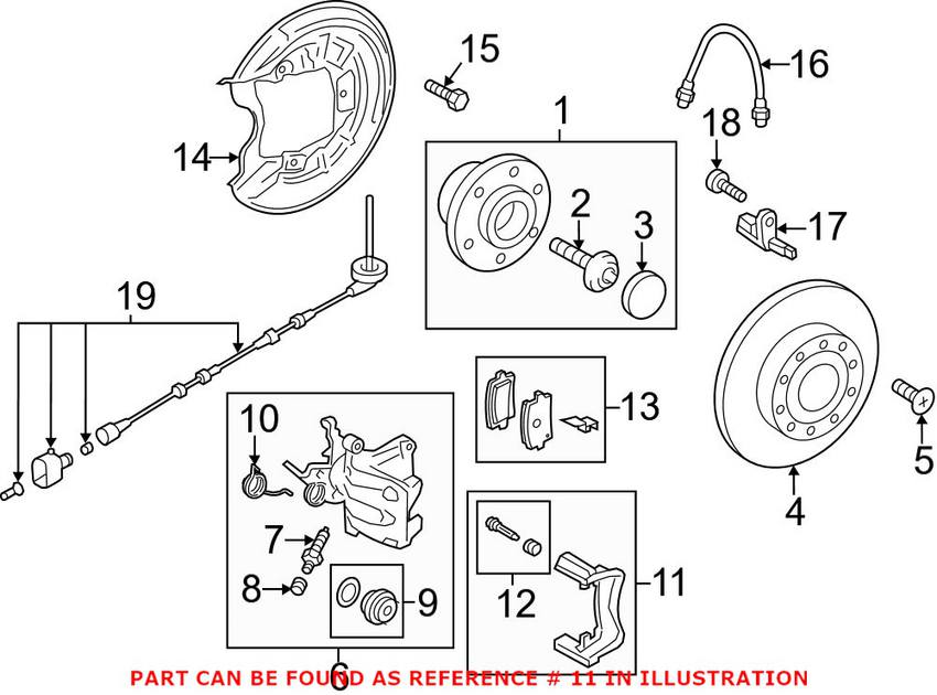 VW Disc Brake Caliper Bracket - Rear Passenger Side 5QM615426A