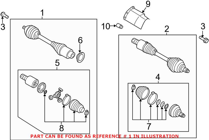 VW CV Axle Assembly - Front Passenger Side 5QN407272L