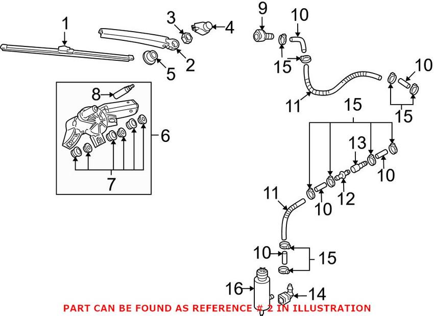 VW Windshield Wiper Arm - Rear 6Q6955707C