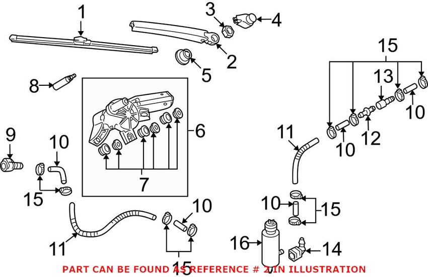 VW Windshield Wiper Arm - Rear 6R6955707B