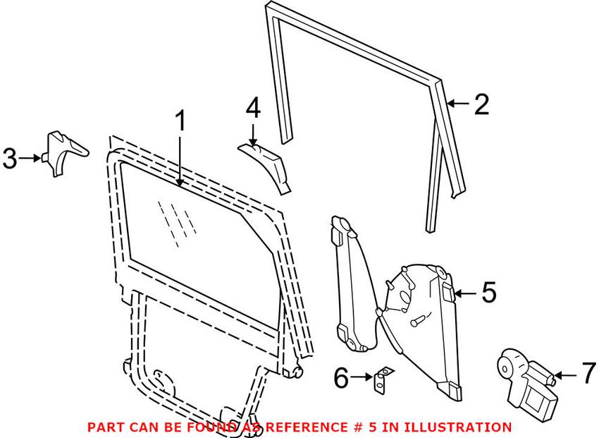 VW Window Regulator - Rear Passenger Side 7L0839462D