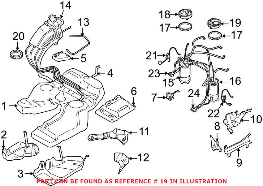 VW Fuel Pump Flange (w/ Filter) - Driver Side 7L0919679