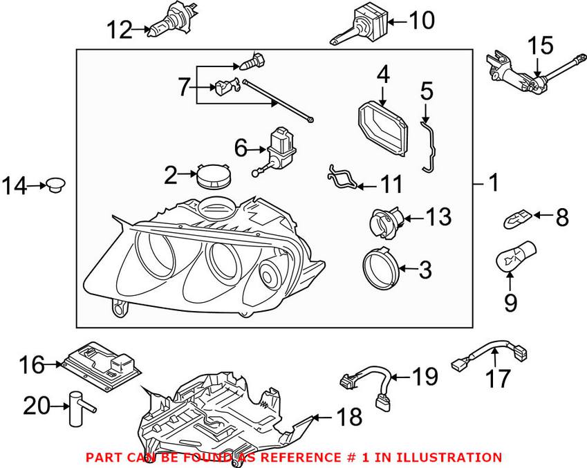 VW Headlight Assembly - Passenger Side (Xenon) 7L6941018BL