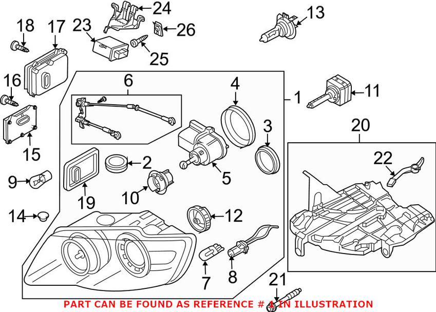 VW Headlight Assembly - Passenger Side (Xenon) 7L6941040E