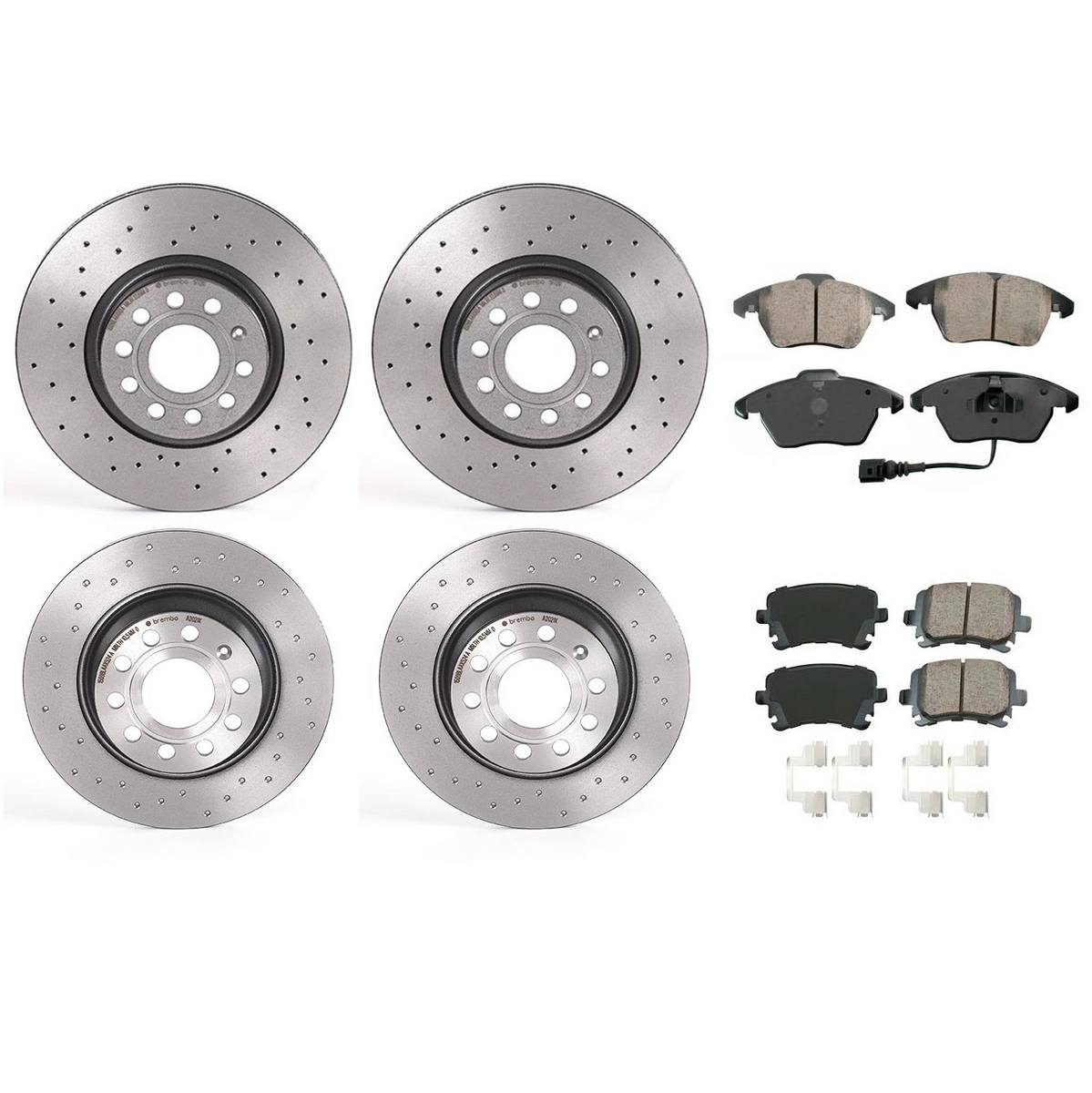 Volkswagen Disc Brake Pad And Rotor Kit Front And Rear Xtra Cross Drilled 312mm282mm 