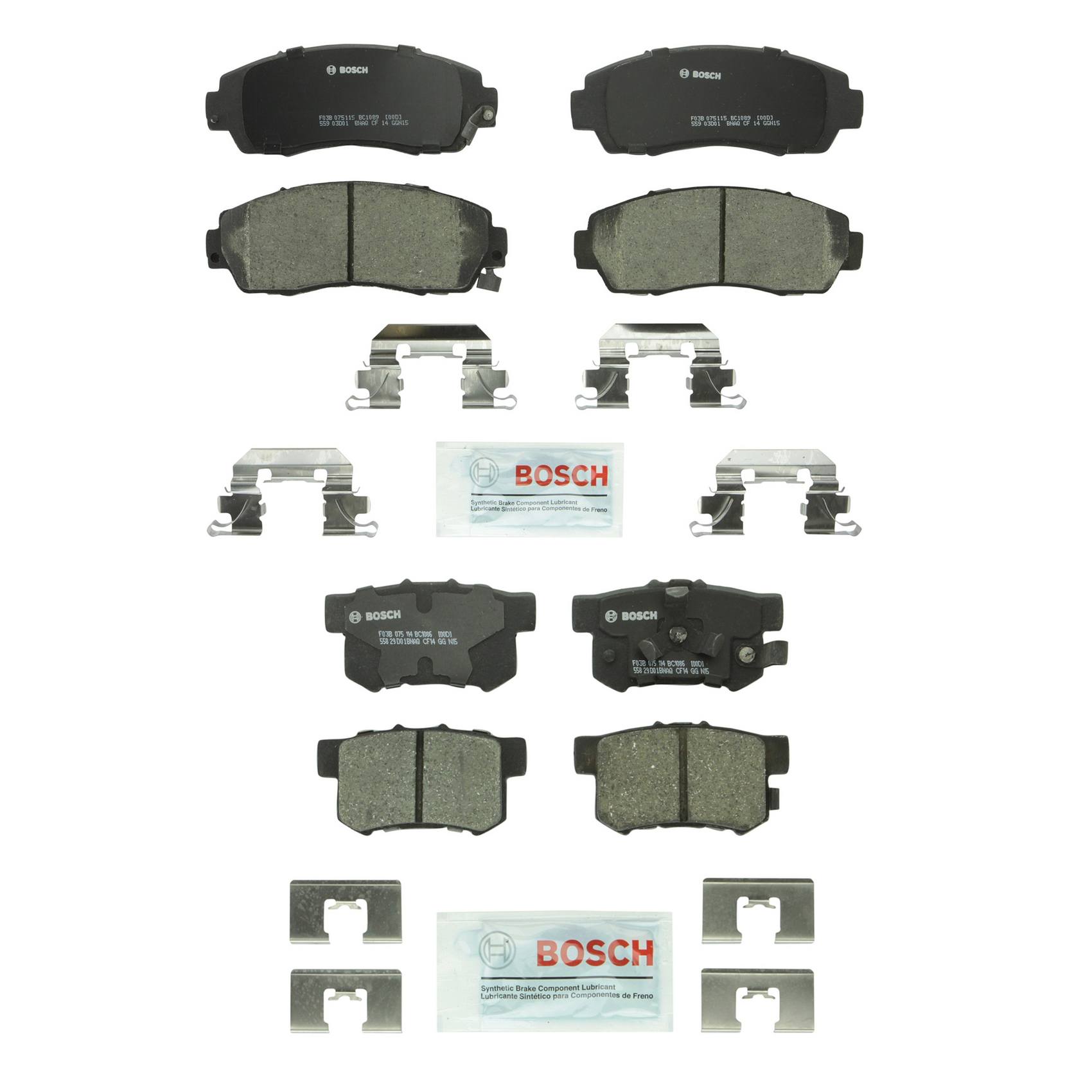 Acura Honda Disc Brake Pad Set Kit Front and Rear Ceramic