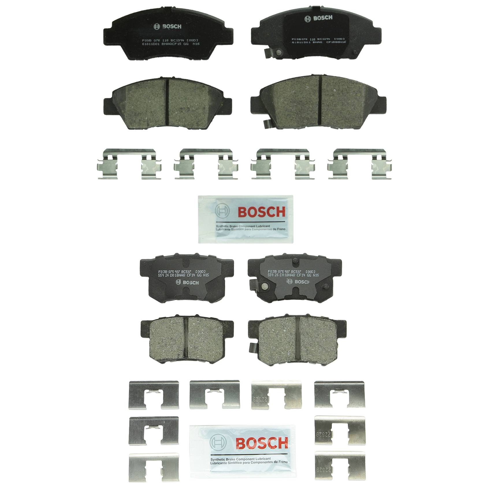 Honda Disc Brake Pad Set Kit Front and Rear Ceramic