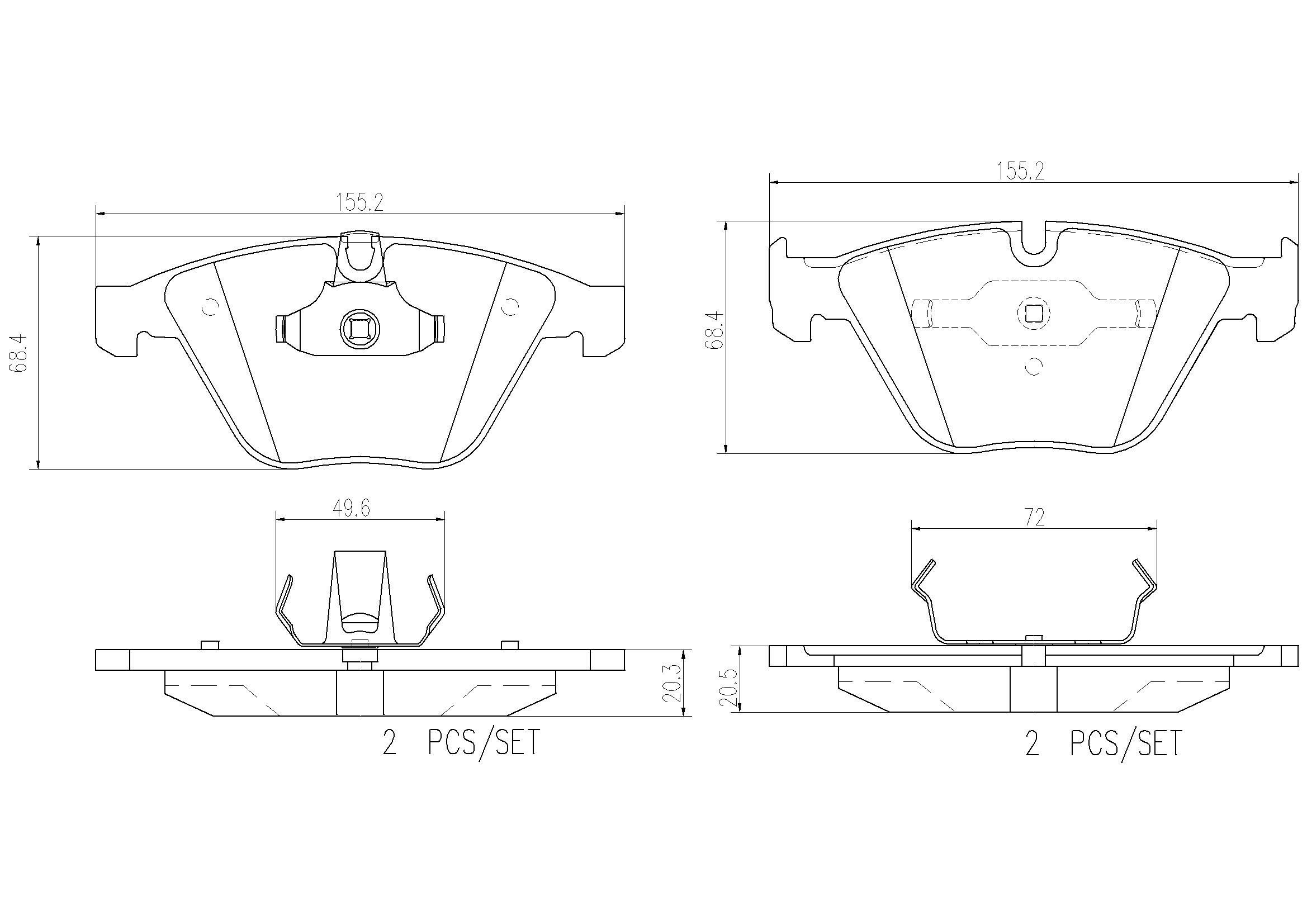 Brembo BMW Brakes Set Kit – Pads Front (Ceramic) (with Sensor ...