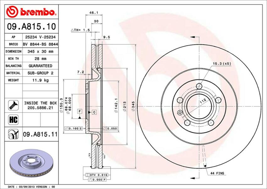 Audi Brembo Disc Brake Rotor - Front (345mm) 8E0615301K