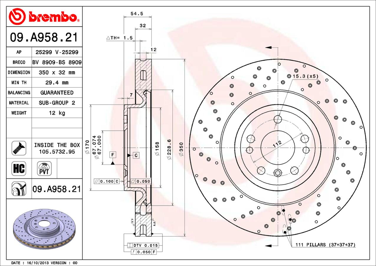 Mercedes Brembo Disc Brake Rotor – Front (350mm) (Cross-Drilled 