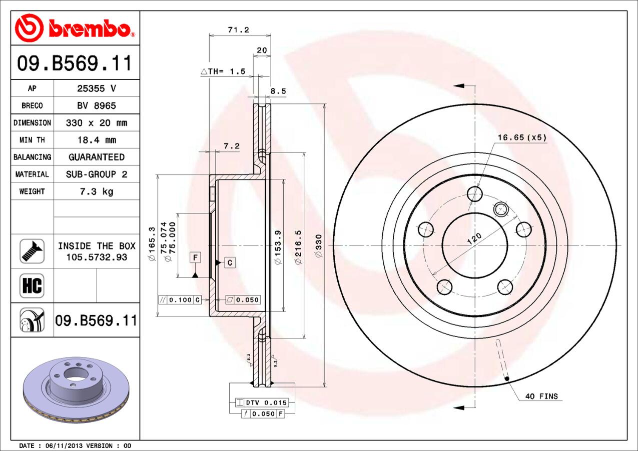 BMW Brembo Disc Brake Rotor - Rear (330mm) 34206886482