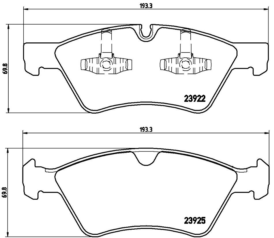 Mercedes Disc Brakes Kit -  Pads Front (Low-Metallic) 164420262064 - Brembo P50063