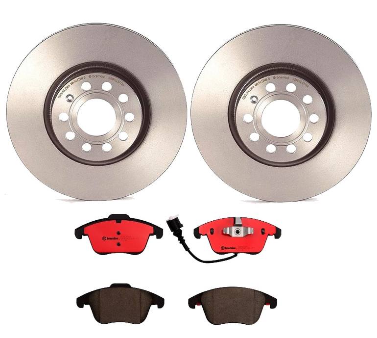 Audi Volkswagen Disc Brake Pad and Rotor Kit - Front (312mm) (Ceramic) Brembo