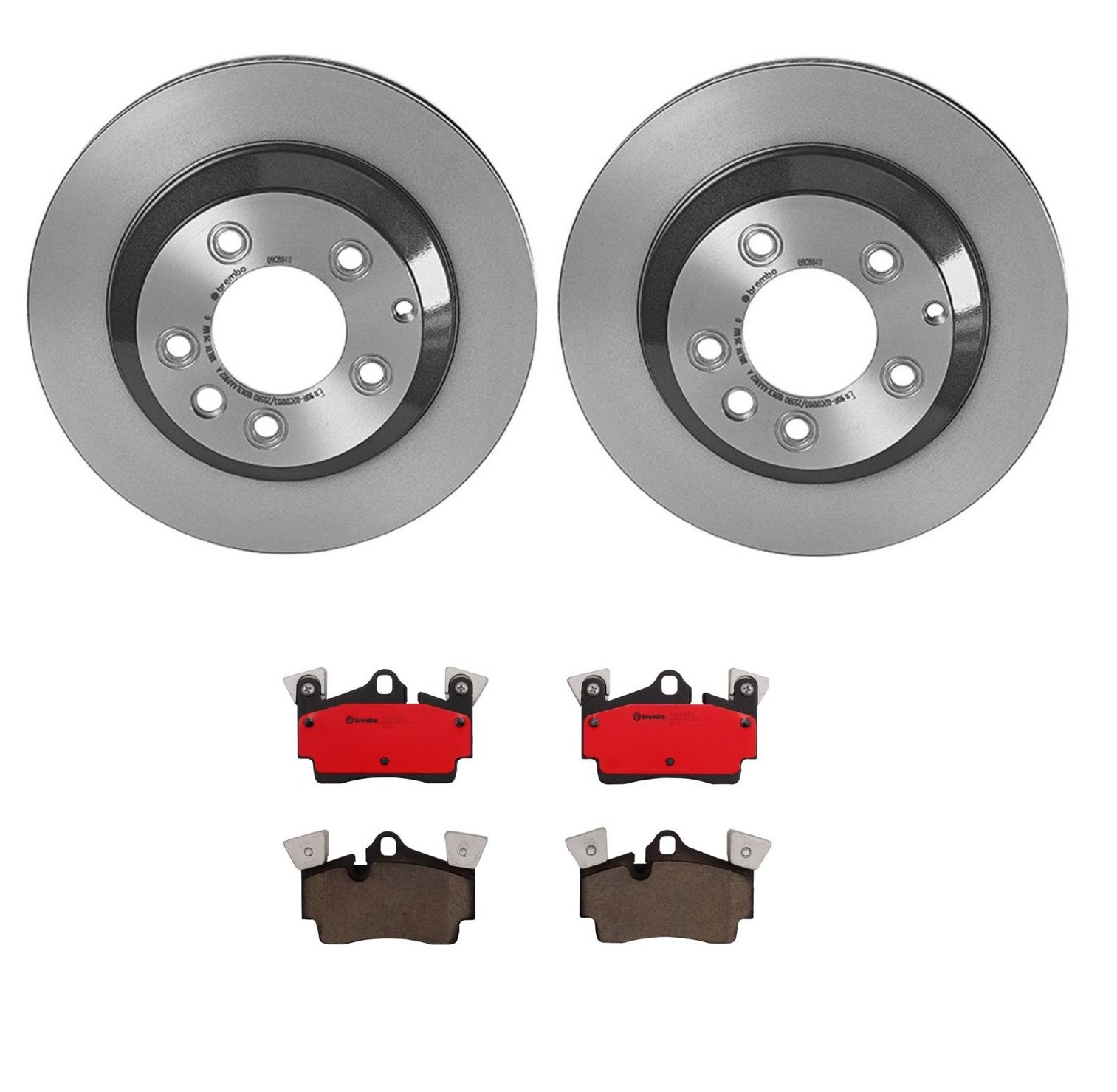 Audi Porsche Volkswagen Disc Brake Pad and Rotor Kit - Rear (330mm) (Ceramic) Brembo