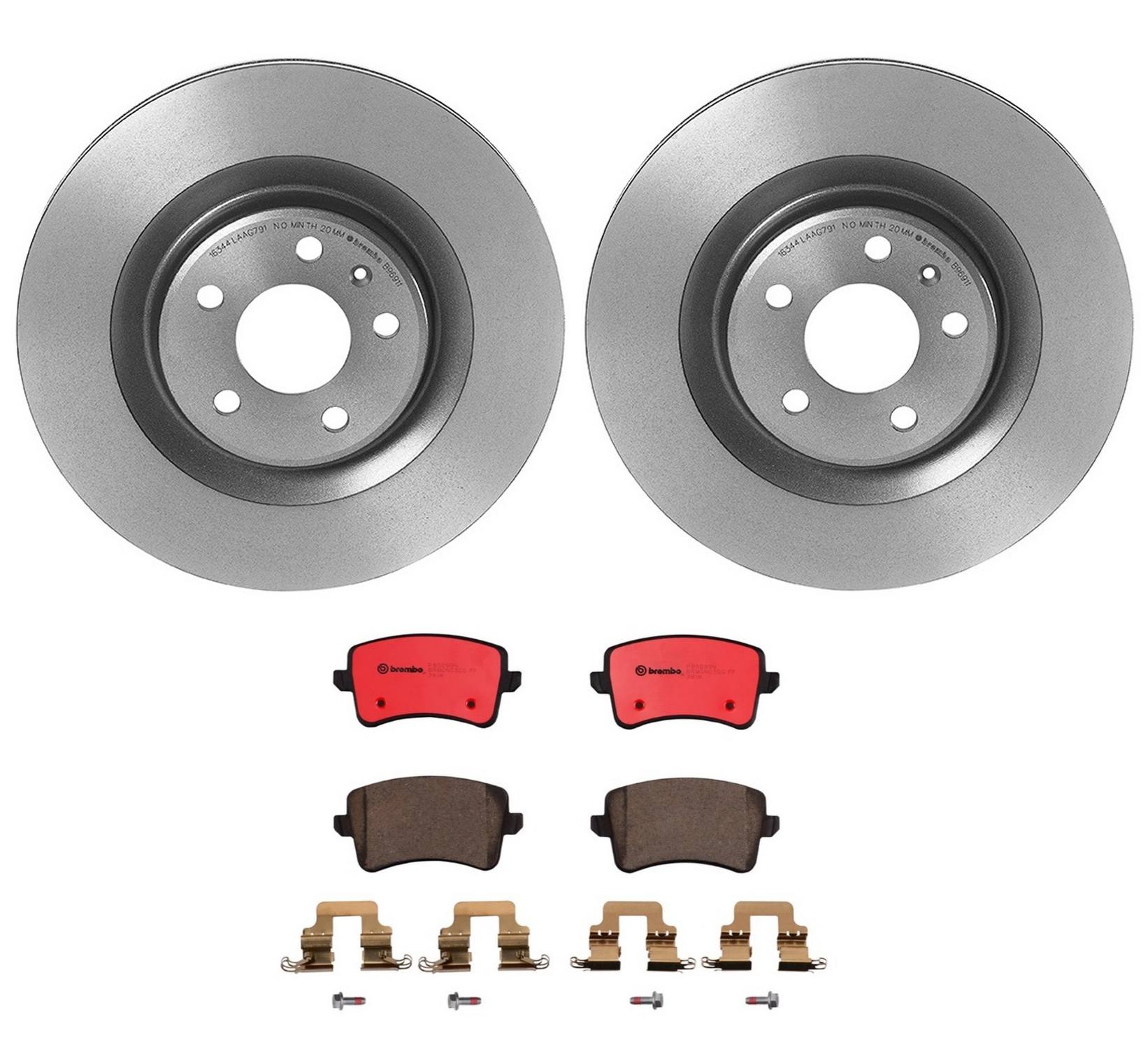 Audi Disc Brake Pad and Rotor Kit - Rear (330mm) (Ceramic) Brembo