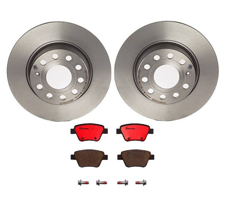 Audi Volkswagen Disc Brake Pad and Rotor Kit - Rear (272mm) (Ceramic) Brembo