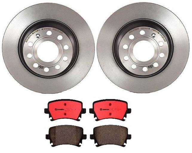 Audi Volkswagen Disc Brake Pad and Rotor Kit - Rear (282mm) (Ceramic) Brembo