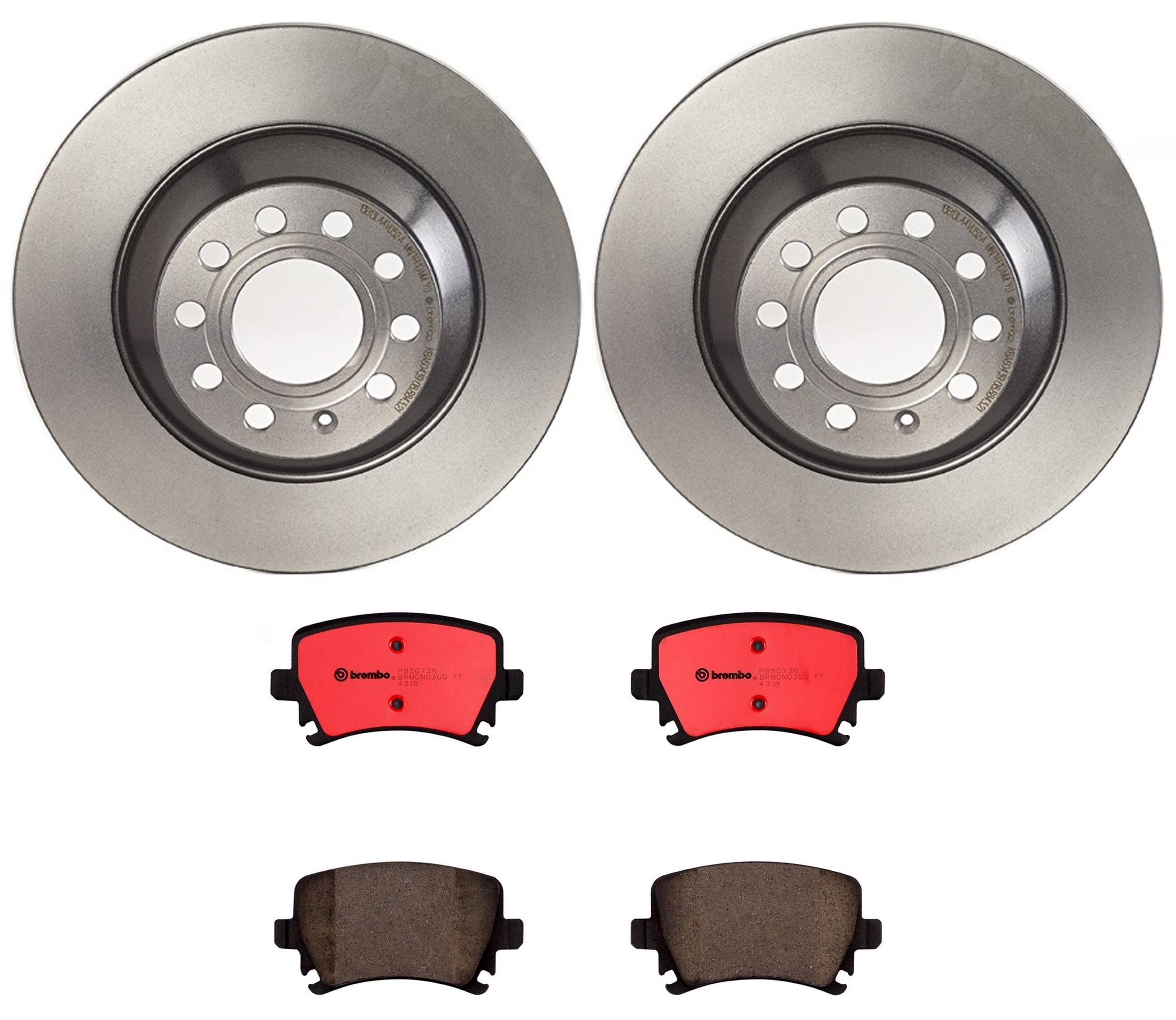 Audi Disc Brake Pad and Rotor Kit - Rear (302mm) (Ceramic) Brembo