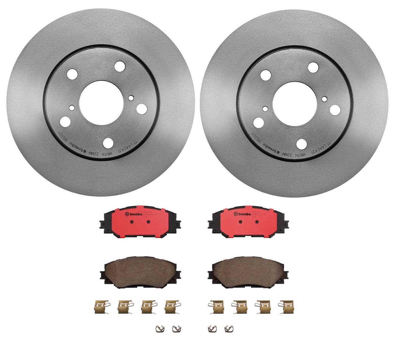 Lexus Scion Toyota Disc Brake Pad and Rotor Kit - Front (275mm) (Ceramic) Brembo