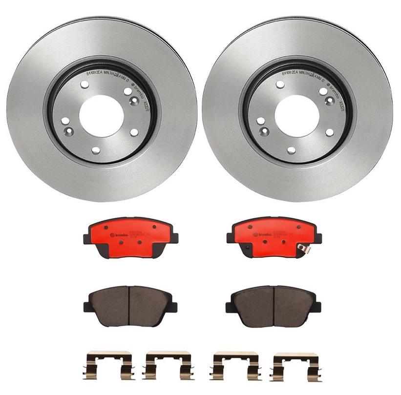 Kia Hyundai Disc Brake Pad and Rotor Kit - Front (300mm) (Ceramic) Brembo