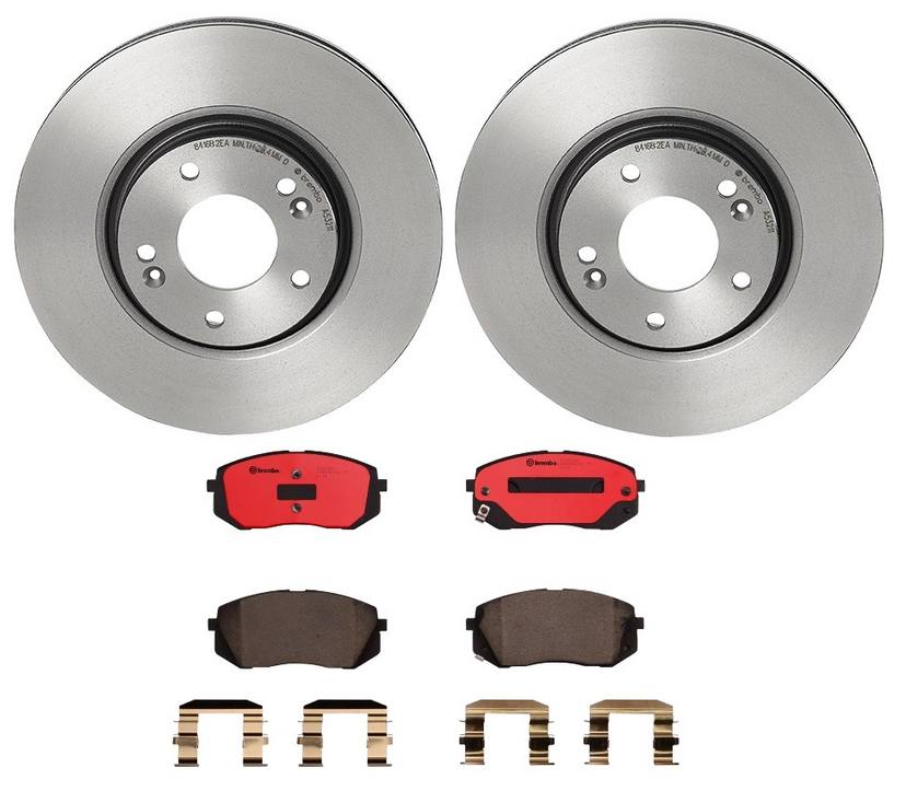 Kia Hyundai Disc Brake Pad and Rotor Kit - Front (300mm) (Ceramic) Brembo