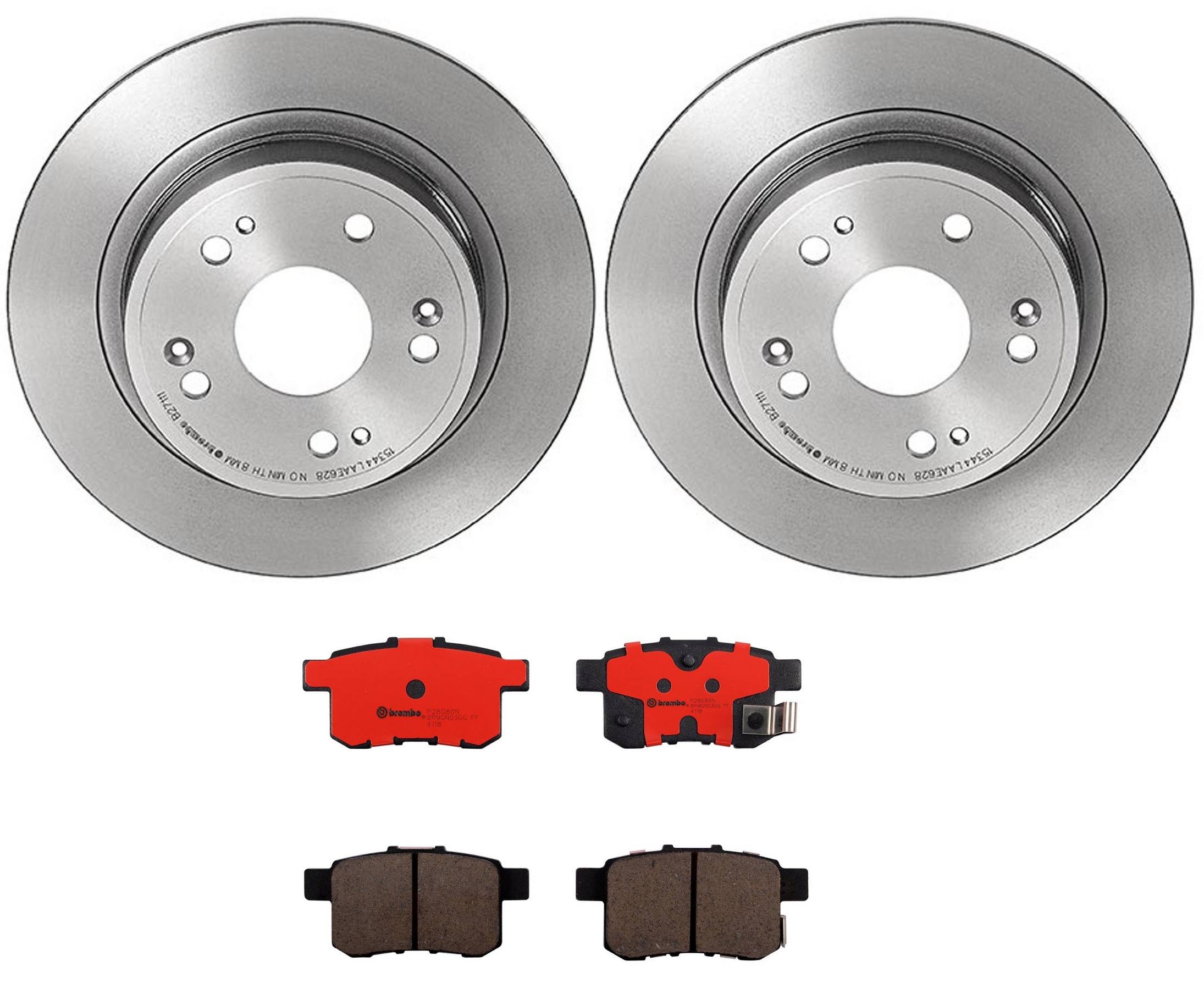 Honda Acura Disc Brake Pad and Rotor Kit - Rear (282mm) (Ceramic) Brembo