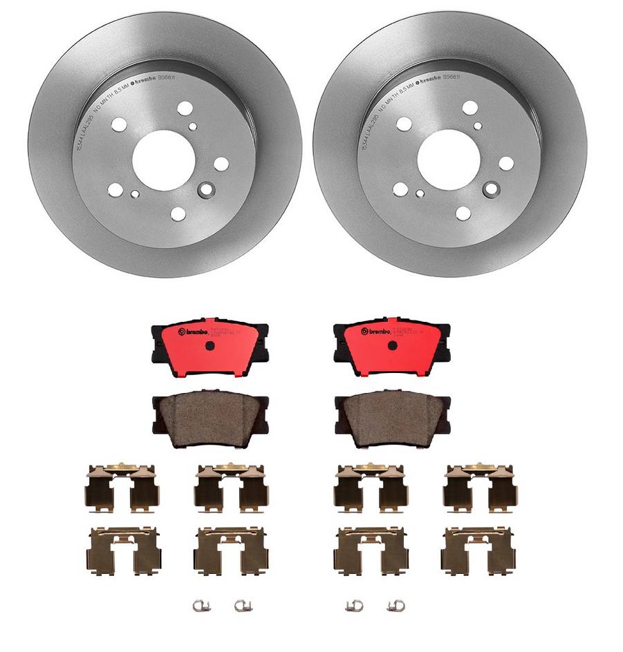 Toyota Lexus Disc Brake Pad and Rotor Kit - Rear (281mm) (Ceramic) Brembo