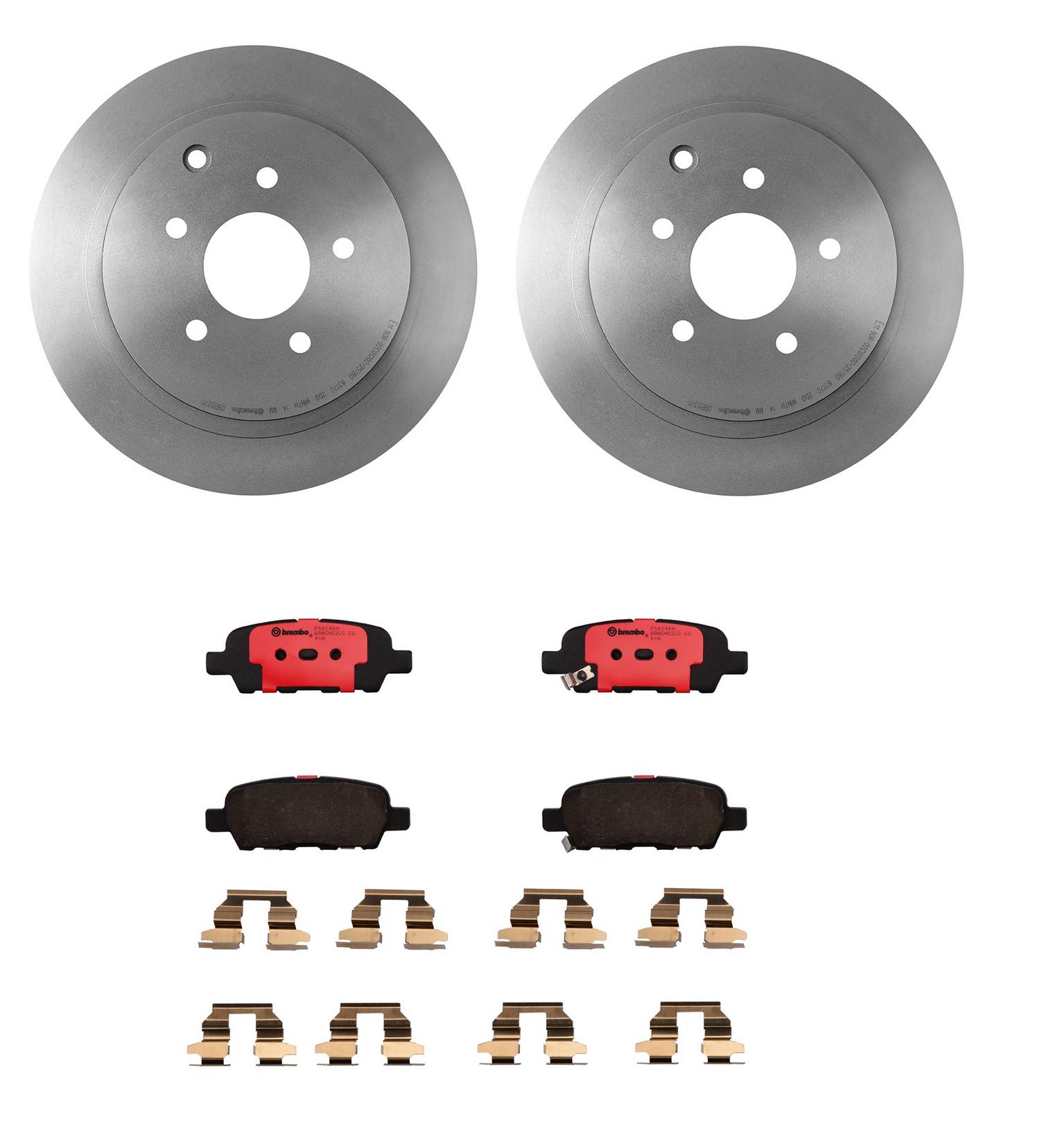 Nissan Infiniti Disc Brake Pad and Rotor Kit - Rear (307mm) (Ceramic) Brembo