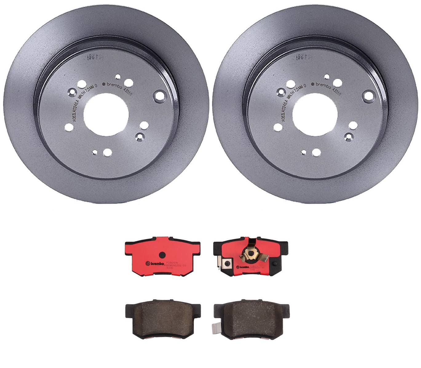 Honda Disc Brake Pad and Rotor Kit - Rear (305mm) (Ceramic) Brembo